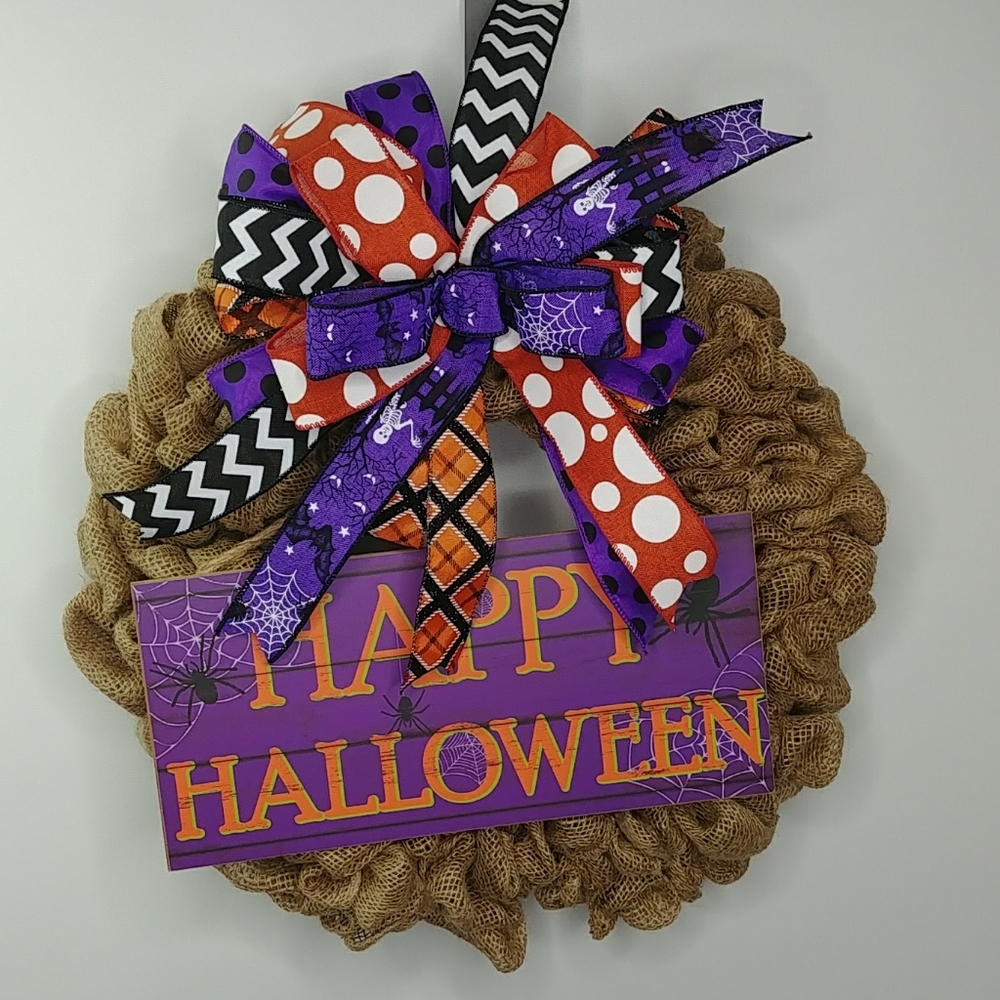 Halloween Burlap Wreath Handmade